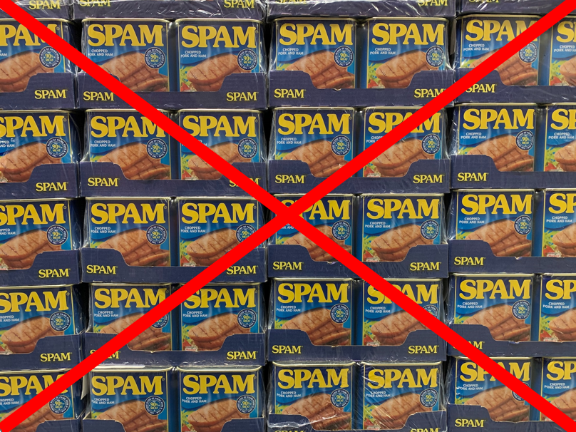 Tins of Spam crossed out
